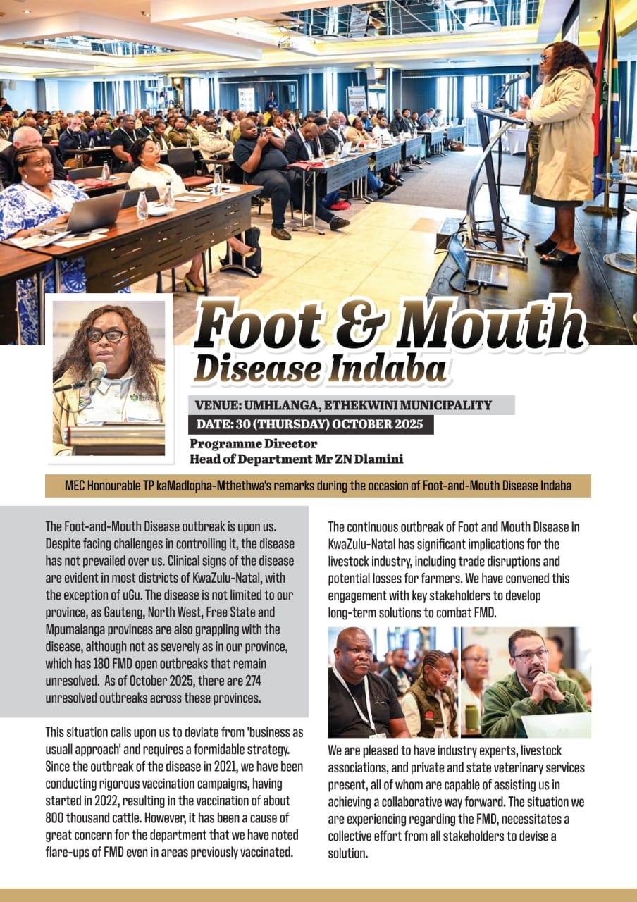 POSTER FOR FOOT MOUTH DISEASE INDABA