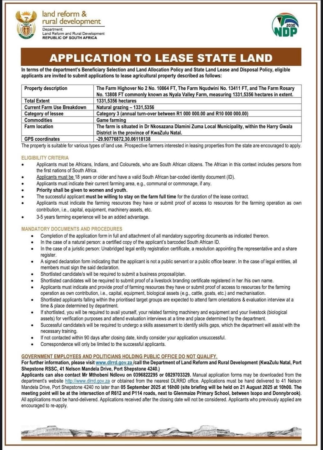 application to lease state land