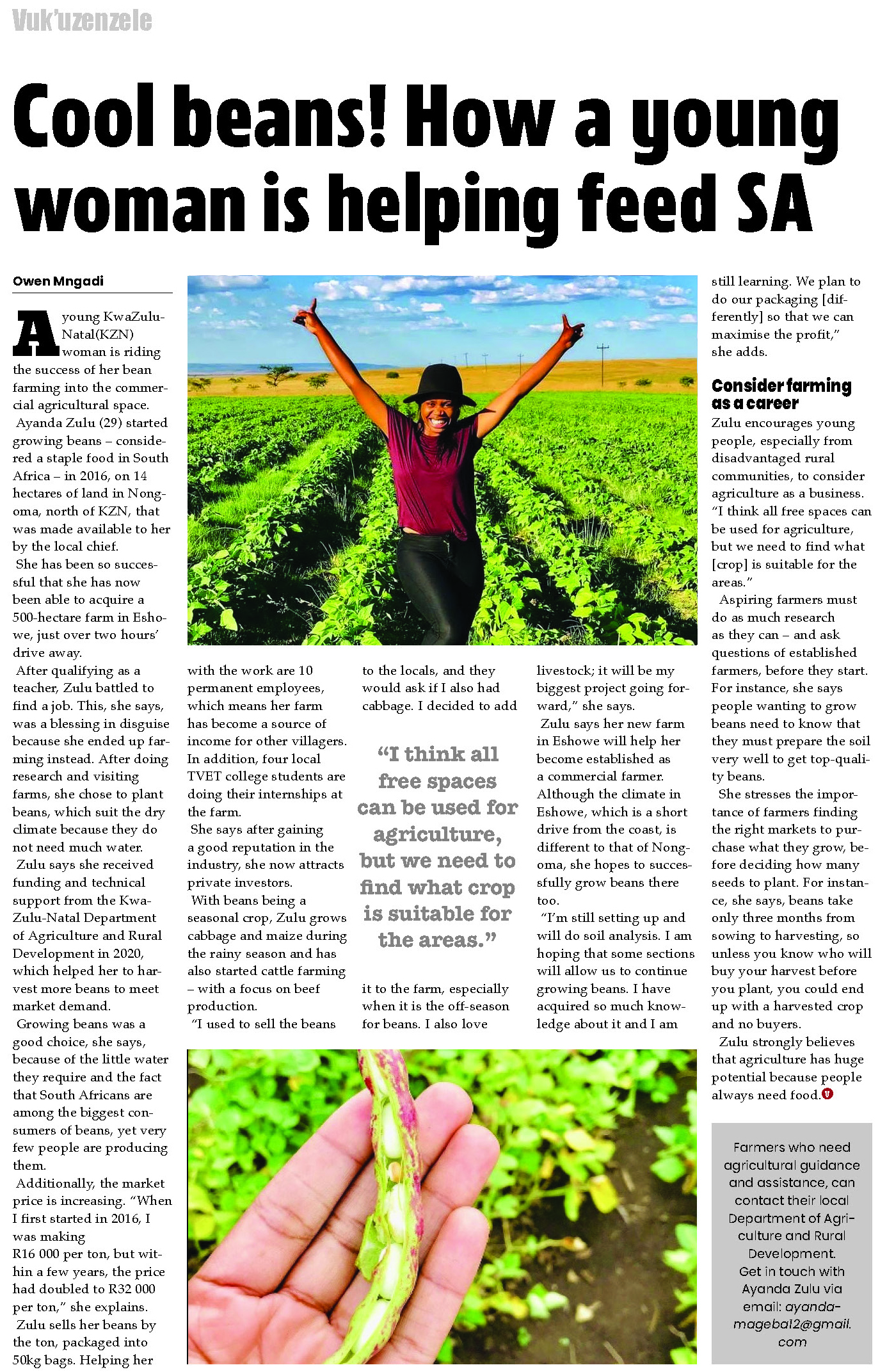 Cools beans How a young woman is helping feed SA 
