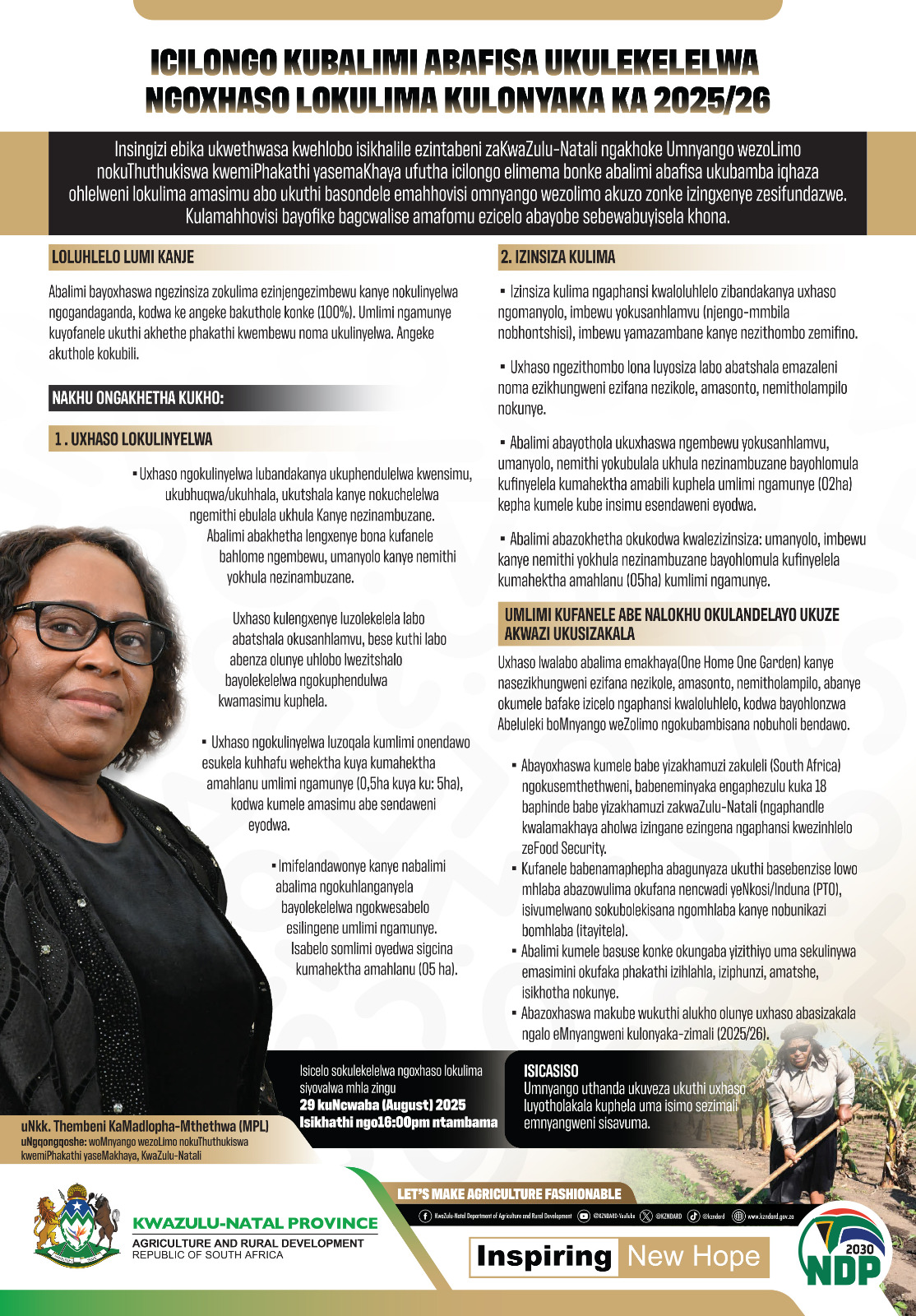 Call for Farmers to participate in 202526 Multi planting Season Programme IsiZulu