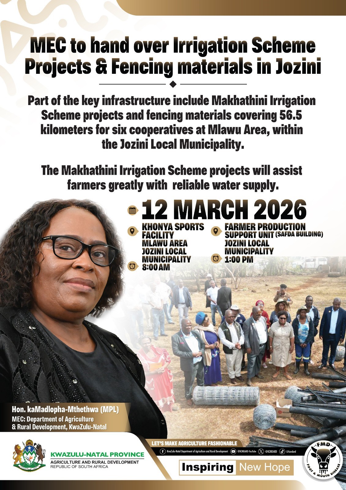 Handover of Irrigation Scheme Projects and Fencing Materials in Jozini