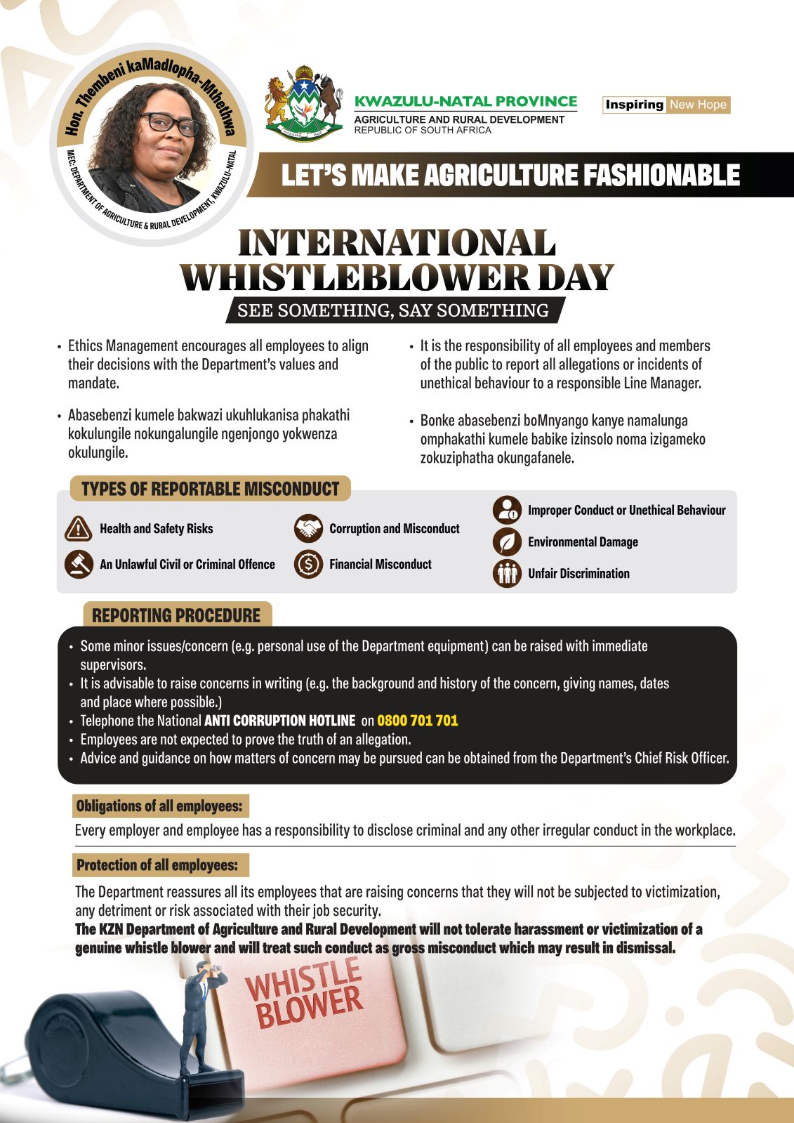 Poster International Whistle blower Day